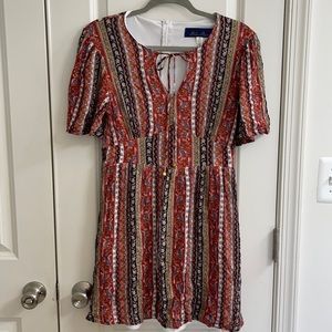 Burnt Orange Flutter Sleeve Dress